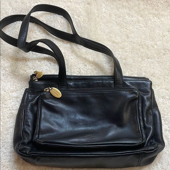 Stone Mountain Womens Black Soft Vegan Leather Shoulder Bag multi pockets - Picture 1 of 9
